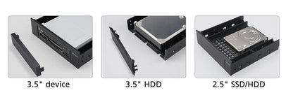 Akasa 3.5" Device/SSD/HDD Adapter | 5.25" to 3.5" Bay Adapter | 2.5/3.5 Inch Hard Drive Enclosure | SSD Mounting Bracket | for 5.25 inch PC Front Bay | AK-HDA-05