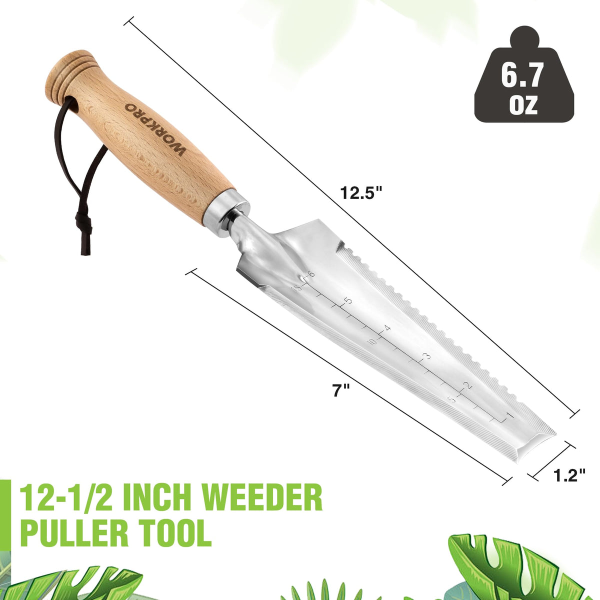 WORKPRO Garden Trowel with Wood Handle, Stainless Steel Narrow Hand Shovel, Multi- Use Flat Garden Trowel for Planting, Weeding, Transplanting, Digging, Small Weeding knife for Gardening