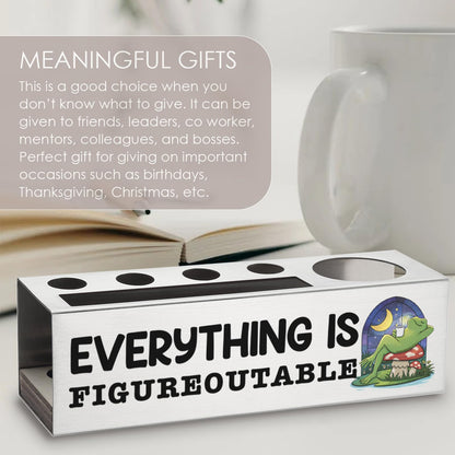wainvniaw Funny Motivation Pencil Holder, Frog Pen Holder, Inspirational, Work Therapy Mental Health Gifts for Coworker Employee Friends Boss Colleague Assistant Office Desk Cubicle Organizer WCC73