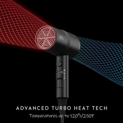 AINA Hair Dryer with Diffuser, Blow Dryer for Women | Advanced Ionic Technology, Ceramic Coating | Cold Shot Features Turbo Heat for Fast Drying and Shine 230v~ (Vader Black)