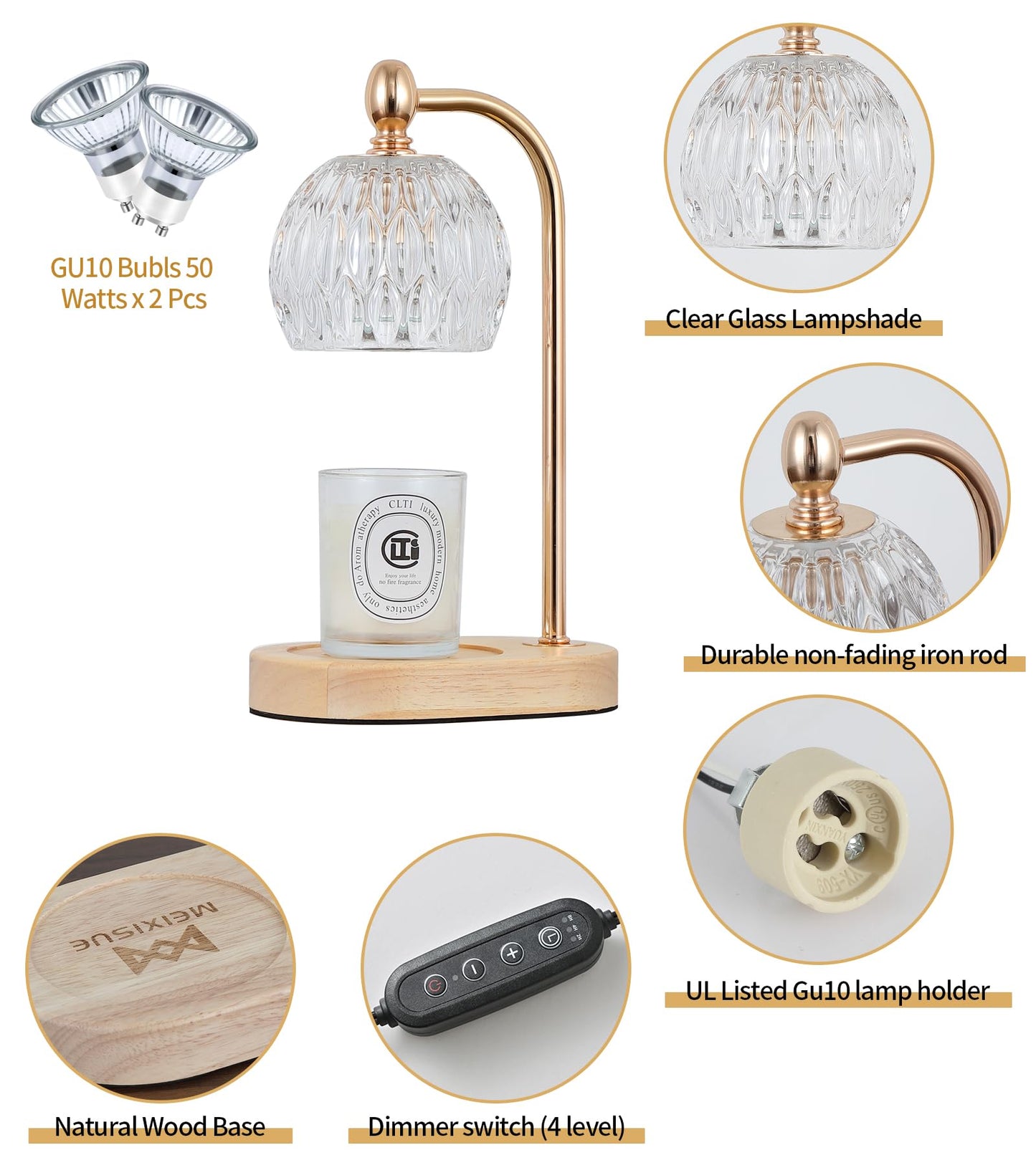 MEIXISUE Candle Warmer Lamp with Timer and Dimmer,Flameless Electric Wax Melt Warmer for Jar Candles With 2 Bulbs,House Warming Gifts,Mother's Day/Birthday/Christmas Gifts For Mom/Wife,Home Decor Lamp