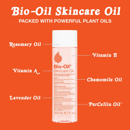 Bio-Oil Skincare Body Oil Serum, Face and Body Moisturizer with Vitamin E & A, for Scars, Stretch Marks, Sensitive Skin, All Skin Types, Dermatologist Recommended, Non-Comedogenic, 2 Oz