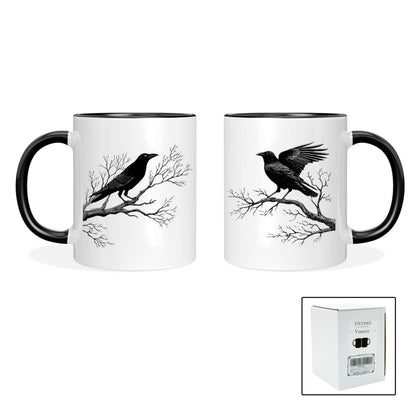 Gothic Raven Mug – Ceramic Crow Coffee Cup for Bird Lovers | Goth Decor Drinkware for Men | Unique Crow Gifts & Gothic Merch