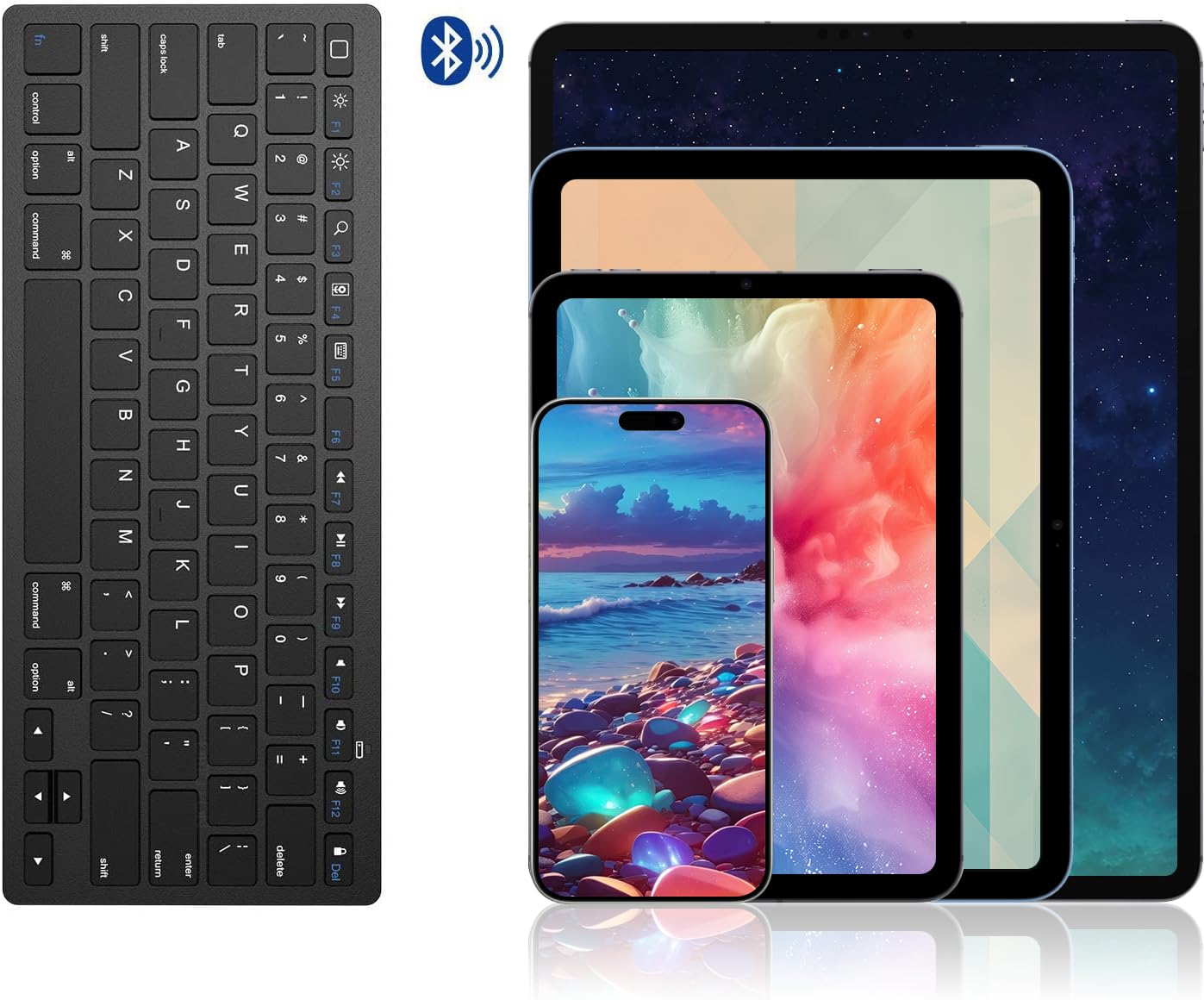 OMOTON Bluetooth Keyboard Compatible with iPad 10th Generation, iPad 10.2 (9th/8th/7th), iPad Pro 13/12.9/11 inch, iPad Air/Mini and More iOS Devices, White