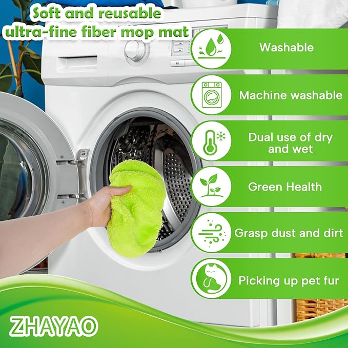 3 Pack Reusable Microfiber Mop Pads