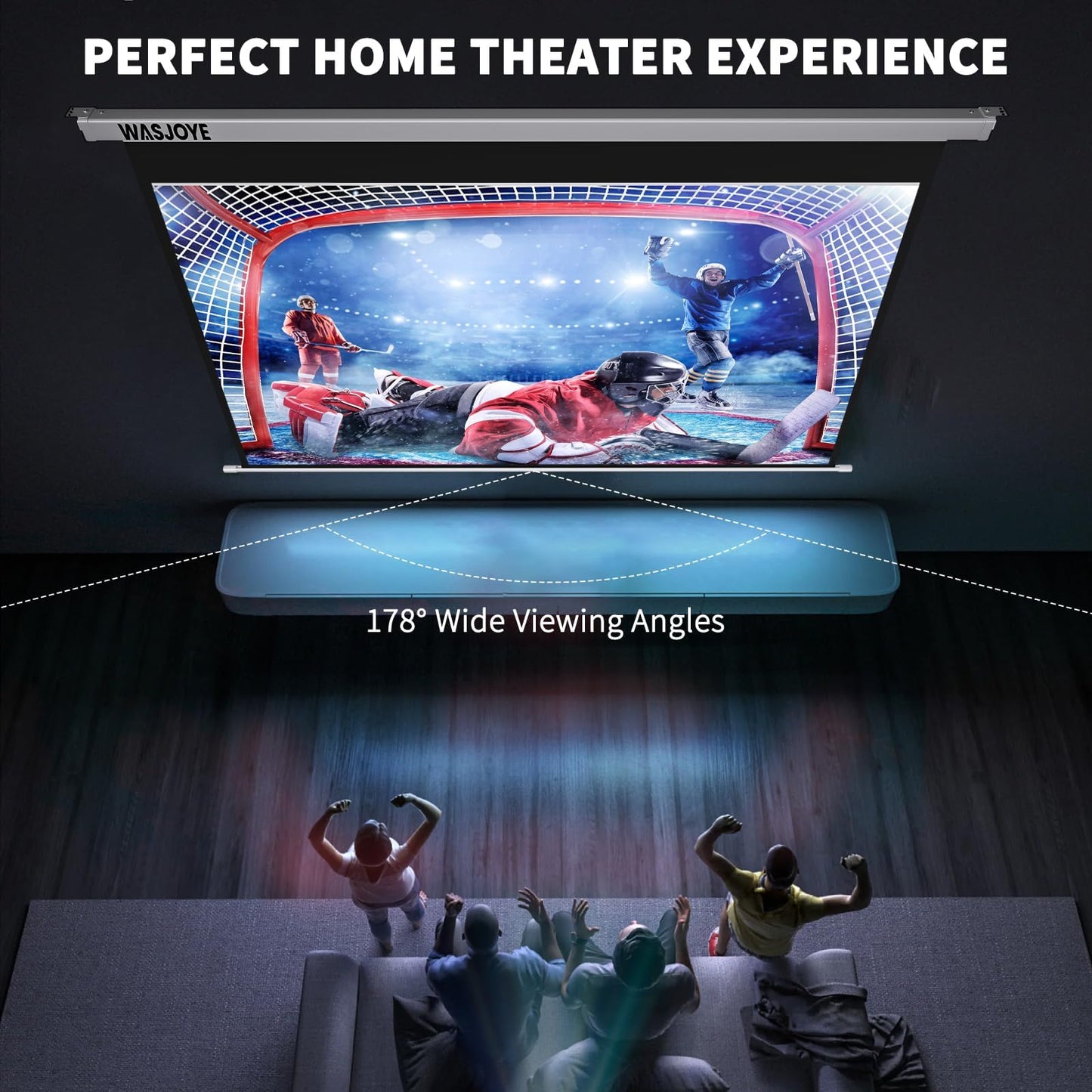 Motorised Projector Screen 150" - 16:9 Electric Projector Screen Wall/Ceiling Mount with Remote Control - 8K HD Projection Screen Dual Side Power Supply for Home Theater Office TV Game