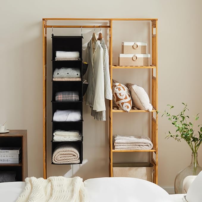 YOUDENOVA Hanging Closet Organizer, 6-Shelf Closet Hanging Storage Shelves