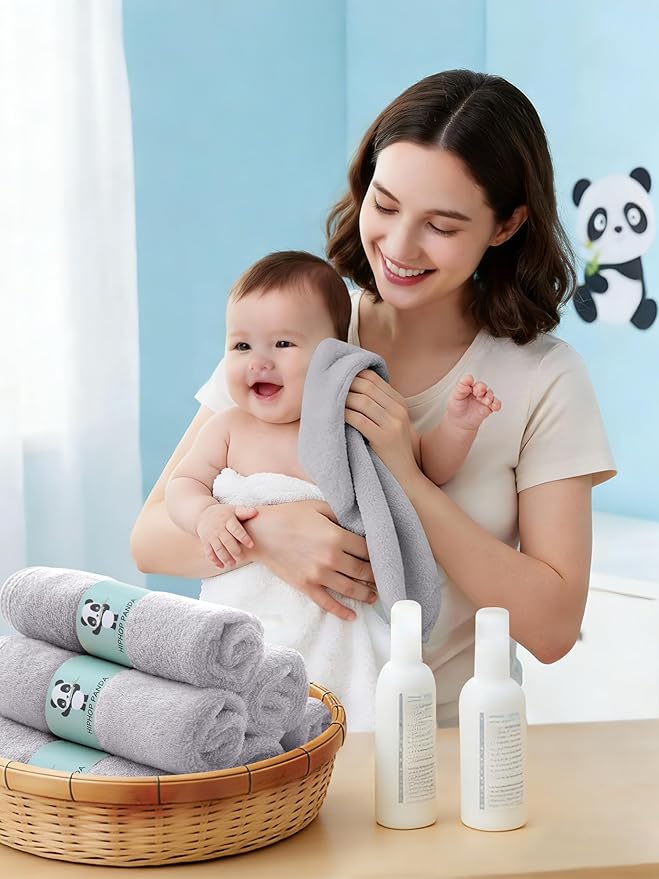 HIPHOP PANDA Baby Washcloths, Rayon Made from Bamboo