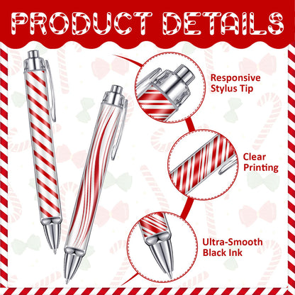 Epakh 24 Pcs Christmas Candy Cane Scented Pens Bulk with Peppermint Candy Scented Ink Ballpoint Pens Christmas Party Gifts Stocking Stuffers Holiday Classroom Gifts Stationery Supplies
