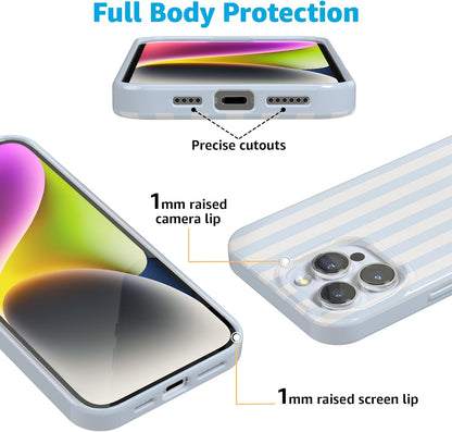 Casely iPhone 16 Pro Max Case | Blue Stripes | Sunday Best | Classic Ultra Slim Design | Compatible with MagSafe