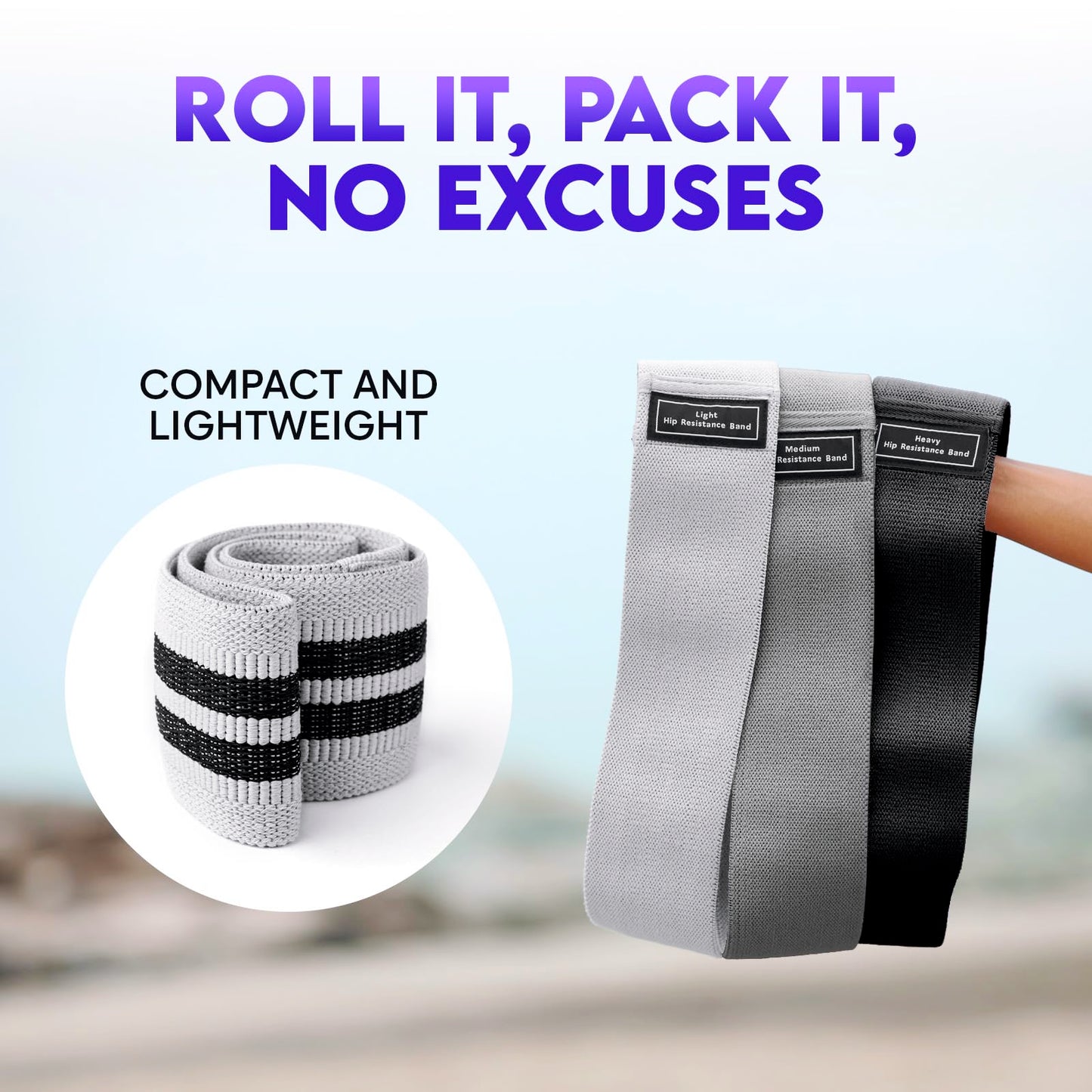 Wide Fabric Resistance Bands for Working Out | 3 Strength Level Non-Slip Exercise Booty Bands for Women & Men | Comes with a Bag and Tape Measure | for Gym, Yoga, Pilates