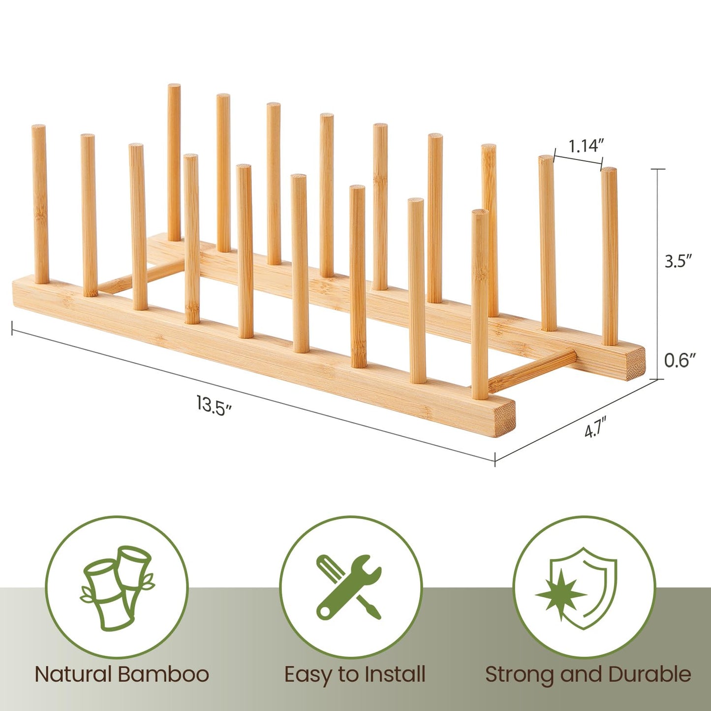 NOVAYEAH 4 Pcs Bamboo Wooden Dish Rack-Plate Pot Lid Cutting Board Organizer Holder Rack for Cabinet-Kitchen Cabinet Organizer for Dish, Pots, Lids, Bowls, Bottles, Books, and Puzzle
