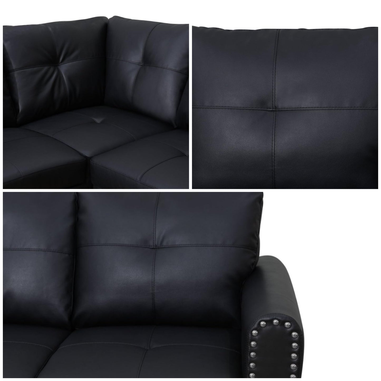 Trygoal L-Shaped Sectional Sofa, Modern Sectional Couches Home Sofas for Living Room with Movable Chaise, Modular Living Room Sets Furniture for Apartment Bedroom & Office, Black