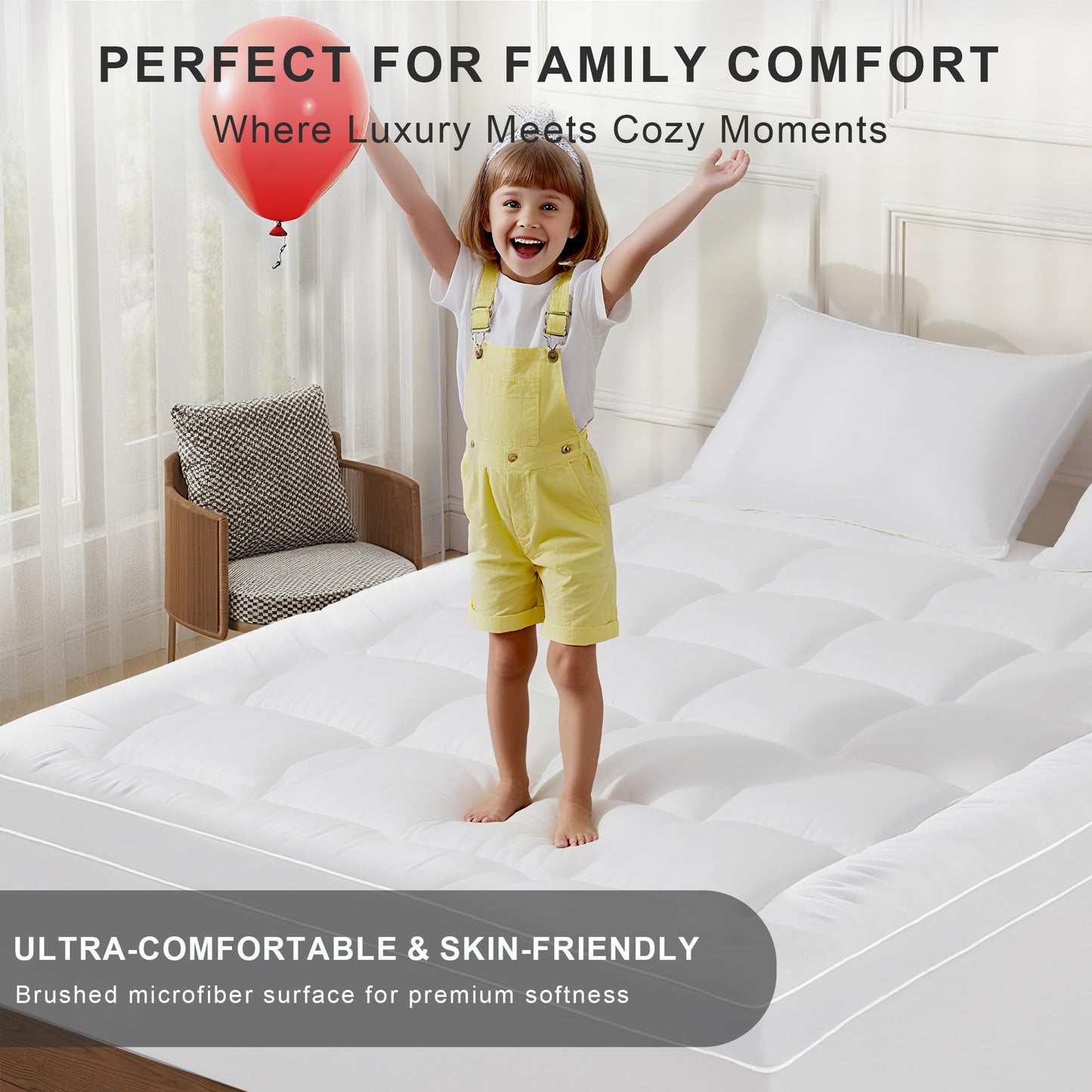Mattress Topper Twin for Back Pain Relief, Add Cushion for Firm Mattresses, Better Sleep - Cooling Cloud-Like Comfort Extra Fluffy Layer, RV Mattress Pillow Top, 8-21" Deep Pocket