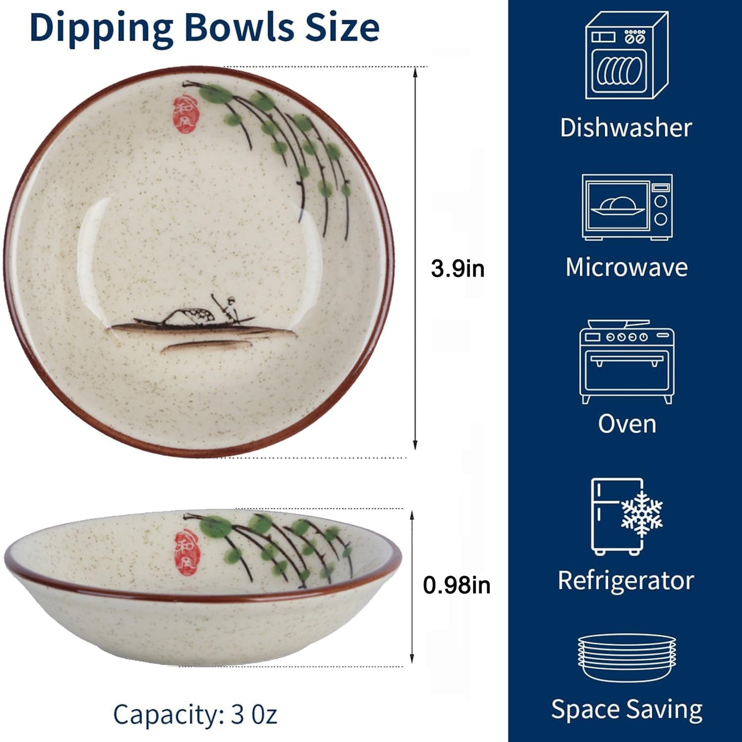 GXIQYL 6PCS Sauce Dish, Ceramic Dipping Sauce Bowls,Small Bowl,Soy Sauce Dish Dipping Sauce Bowl,Sauce Plates Tiny Bowls for Condiments Sushi Dishes Soy Sauces Ketchup Snack Side Dishes Set of 6
