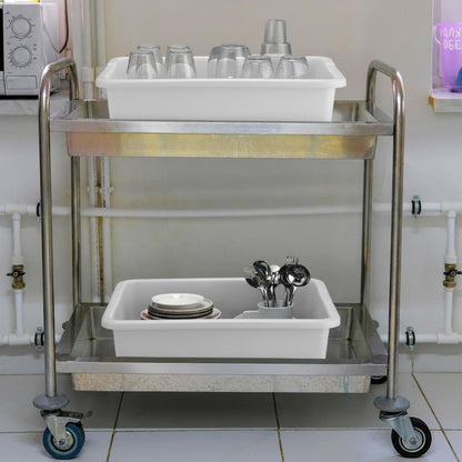 Ziliny 6 Pcs Commercial Bus Tubs 21.1" L x 16.9" w x 6.6" h Large Plastic Tubs Heavy Duty Wash Basin Tote Box for Restaurant Home Hotel Kitchen Organization Storage(White)
