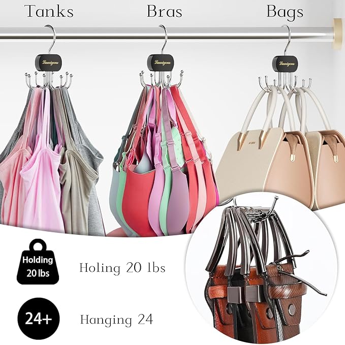 Belt Hanger, Belt Organizer for Closet, Rotatable Tie Rack, Belt Holder
