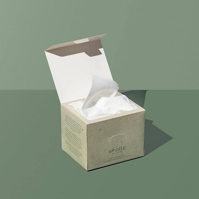 Whistle Wellness® Disposable Face Towel 10"×12", Resealable Box, Biobased Plant