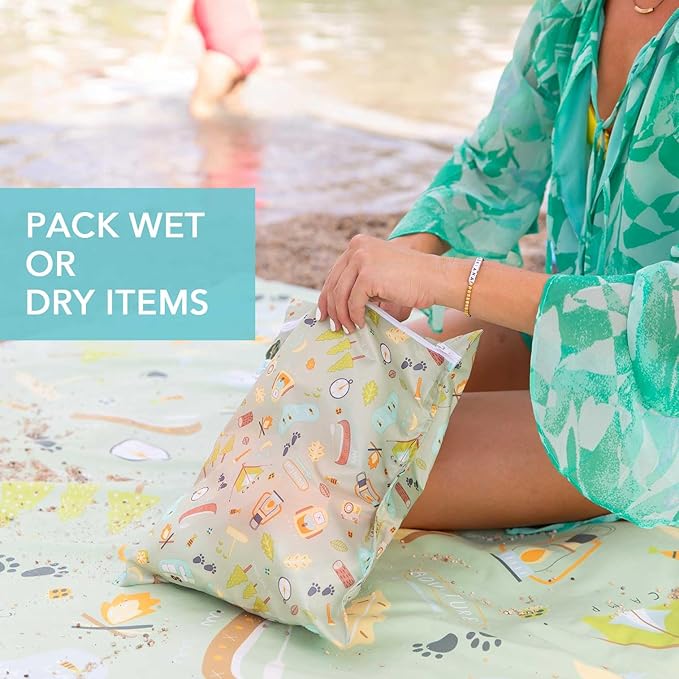 Bumkins Waterproof Wet Bag for Baby, Swim Suit, Cloth Diapers, Pump Parts