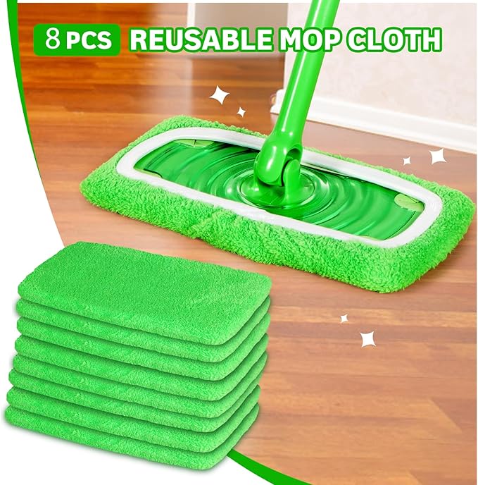 8 Pack Reusable Microfiber Mop Pads Compatible