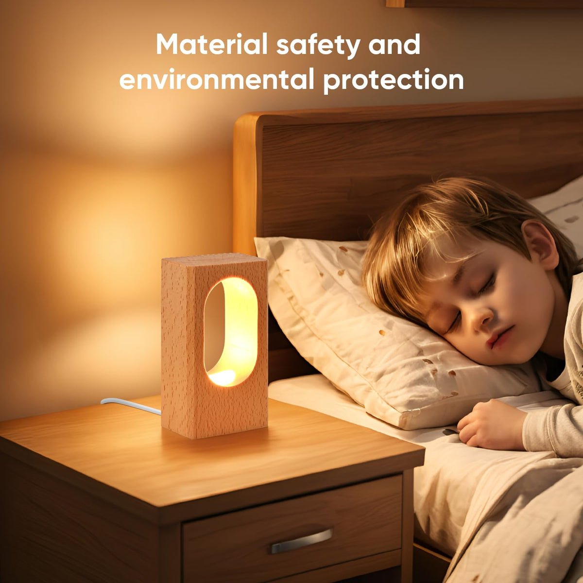 YIEONSHION LED Wood Desk Lamp, Dimmable Bedside Night Light for Bedroom, Creative Wooden Table Lamp, Warm Ambient Lighting, Unique Home Decor & Housewarming Gift