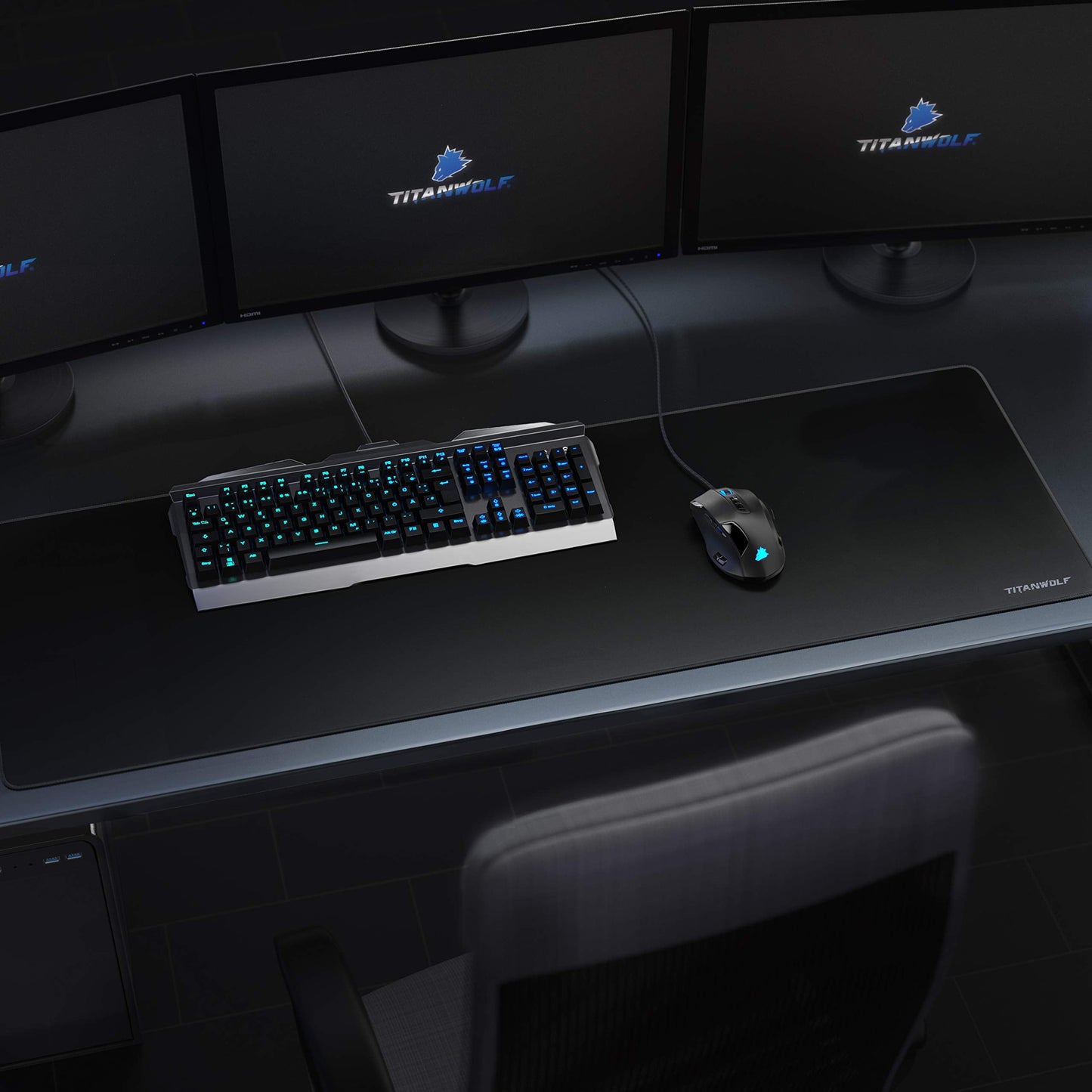 TITANWOLF - Extra Large Gaming Mouse Mat 1200x400mm Oversize - XXL Mouse Pad - Desk Pad XXXL Extended – Mice Mat Pad For Precision and Speed - Non-Slip Rubber Base – For Mouse and Keyboard - Black