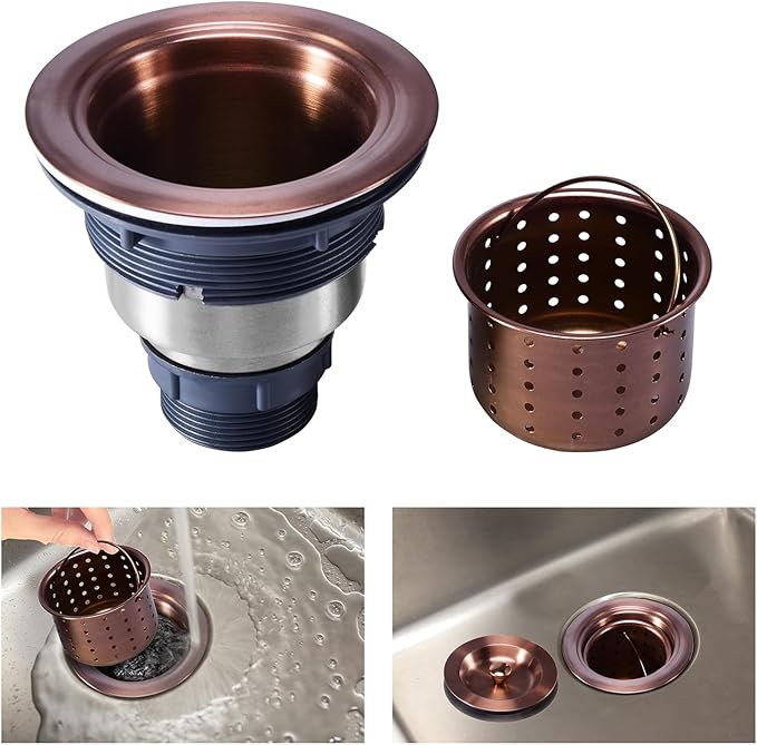 KONE 3/1-2 Inch Sink Drain Assembly Antique Copper Kitchen Sink Drain Kit