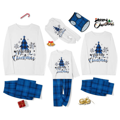 Awoscut Christmas Family Matching Pajamas Sets Christmas PJ's Letter Print Top and Plaid Pants Jammies Sleepwear (#b-7, Dog, M)