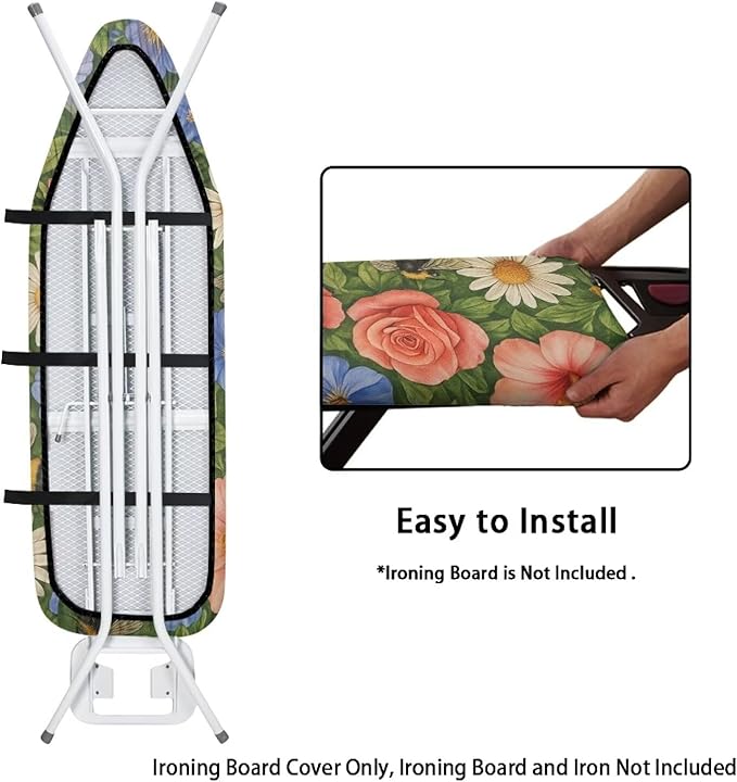 Rose Ironing Board Cover Non Stick Scorch Ironing Board Cover and Pad Standard
