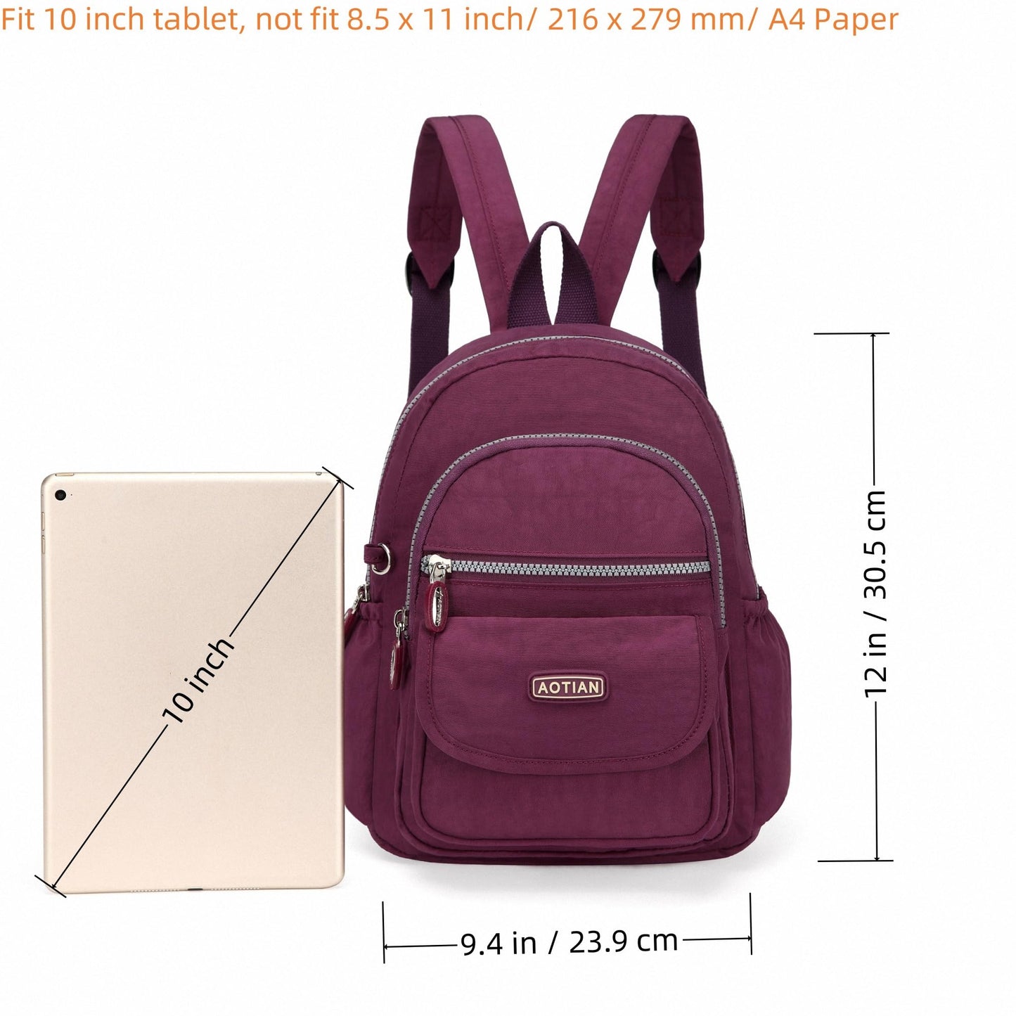 AOTIAN Nylon Lightweight Sturdy Little Casual Backpack 7 L Purple