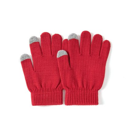 Lallier 3Pcs Kids Hat Scarf and Snow Gloves Set, Winter Knit Warm Soft Pom-Pom Beanie Outdoor for Boys Girls and Toddlers (Red)