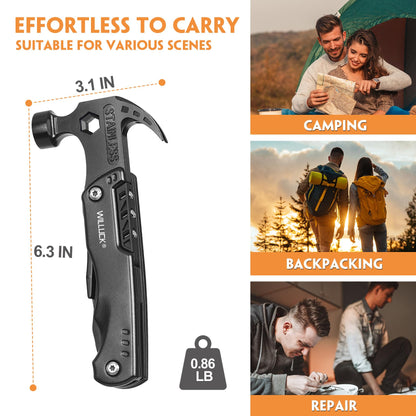 Gifts for Men Dad Husband - Birthday Gifts for Man, Stocking Stuffers for Men - Mens Stocking Stuffers, Christmas Man Gift Ideas - Hammer Presents for Camping, Hiking, Groomsmen Gift, Multitool