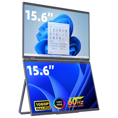 cocopar Portable Monitor 15.6 Inch 1080P Travel Monitor with Speaker HDMI USB-C External Display for Laptop MacBook Surface PC Xbox PS4/5, VESA Mountable, with Cover Stand
