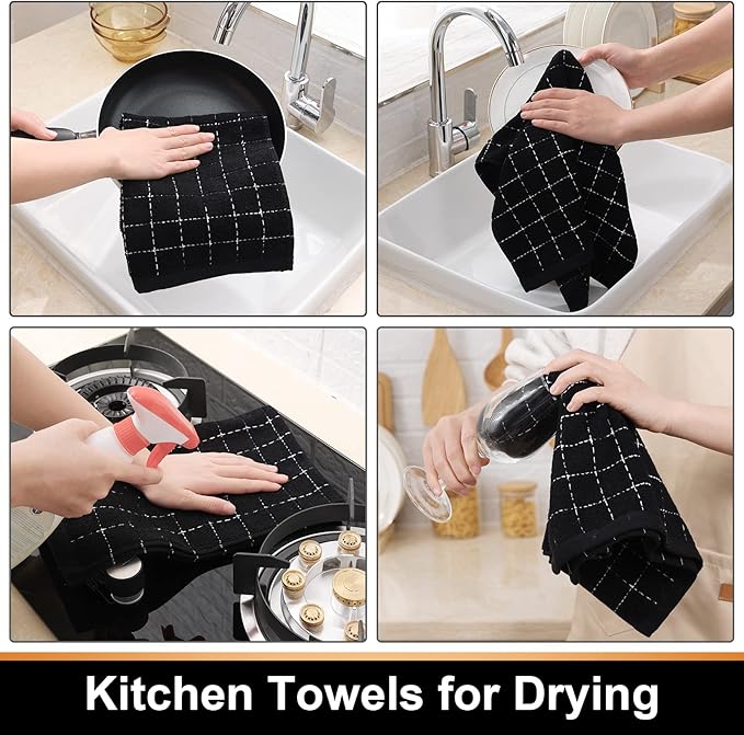 Mordimy 100% Cotton Terrycloth Kitchen Towels and Dishcloths Sets, Soft and
