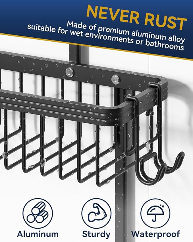 YASONIC Shower Caddy Hanging, Never Rust Shower Organizer Hanging, Aluminum
