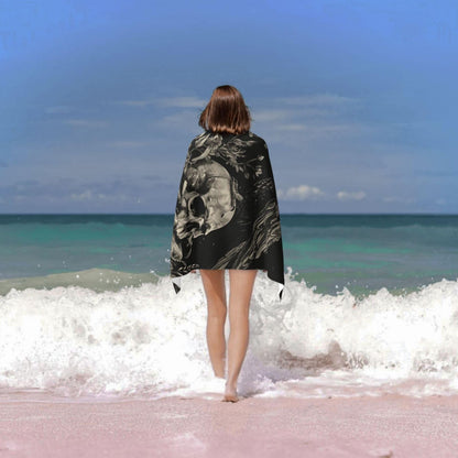PXLNJHO Gothic Raven Skull Beach Towel, Soft Lightweight Microfiber Quick Dry Bath Towels Gifts for Bathroom, Pool, Travel, Swimming Decor 31"x51"