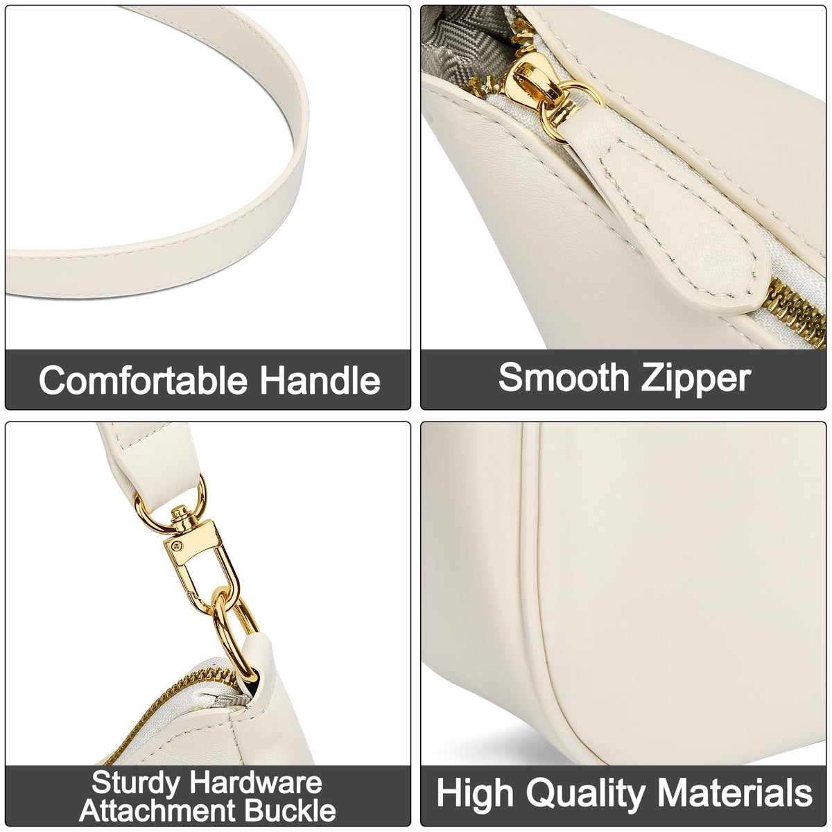 KKXIU Shoulder Bag for Women Cute Hobo and Tote Handbags Retro Clutch Underarm Purse with 2 Removable Straps (Beige)