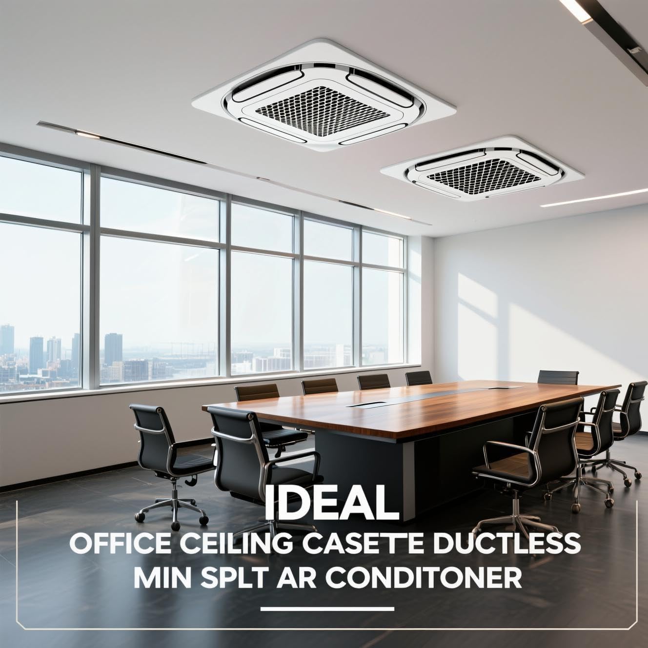 GarveeHome 18000 BTU Ceiling Cassette Mini Split Air Conditioner - 8-Way 360° Airflow - Ductless Cooling & Heating - Remote Control, Quiet & Energy Efficient - 208/230V, 25ft Installation Kit, Central