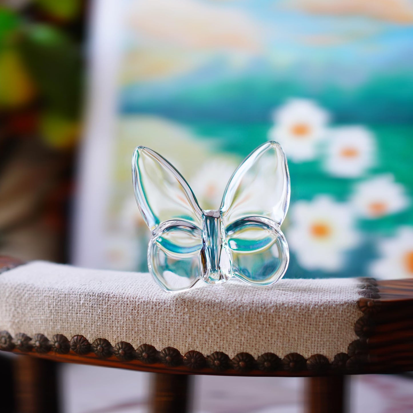 kanpura Crystal Flying Butterfly Figurine Collection Cut Glass Butterfly Ornament Statue Crystal Animal Collectible for Women (Clear)