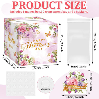 Mothers Day Money Box for Cash Gift Pull, Money Pull Box Gift Best Mom Ever, Funny Mothers Day Money Pull Box, Happy Mother’s Day Box for Cash with Pull Out Card DIY Set from Daughter Son (Watercolor)