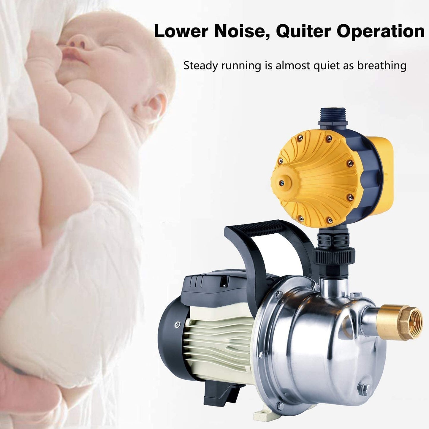 3/4 HP Water Pressure Booster Pump for Home Automatic Water Pump Electric 17 GPM Shallow Well Jet Pump 110v Garden Hose Pressure Booster Pump High Volume Lawn Sprinkler Water Transfer Pump