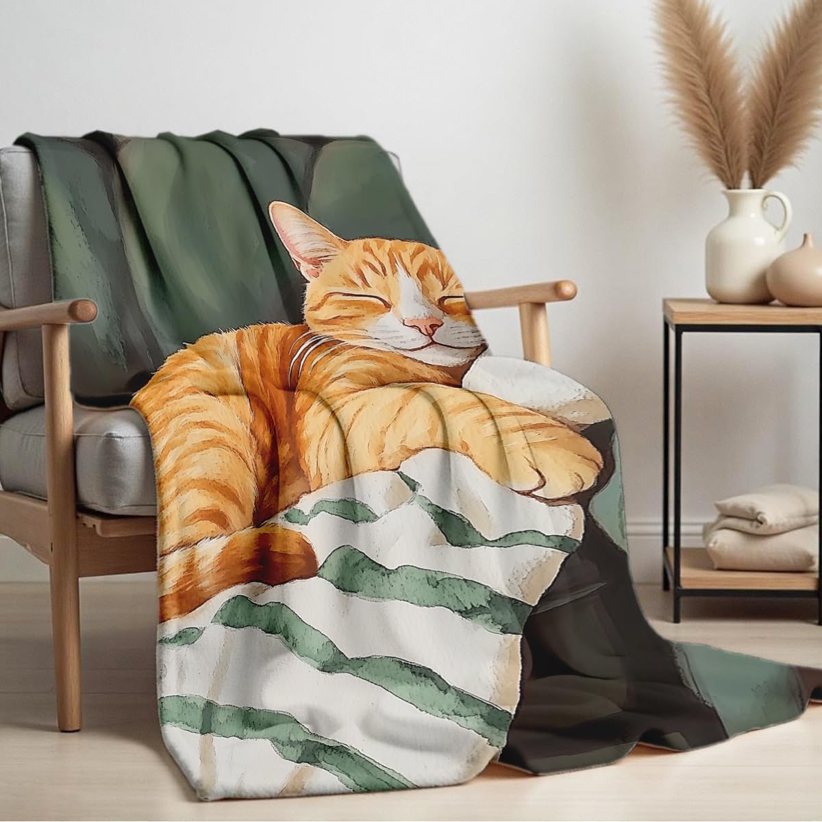 HUNXIAOJ Cat Print Throw Blanket Soft Bed Couch Throw Kitten Flannel Blanket Cozy Bedding Gifts for Cat Lovers (49"x59")