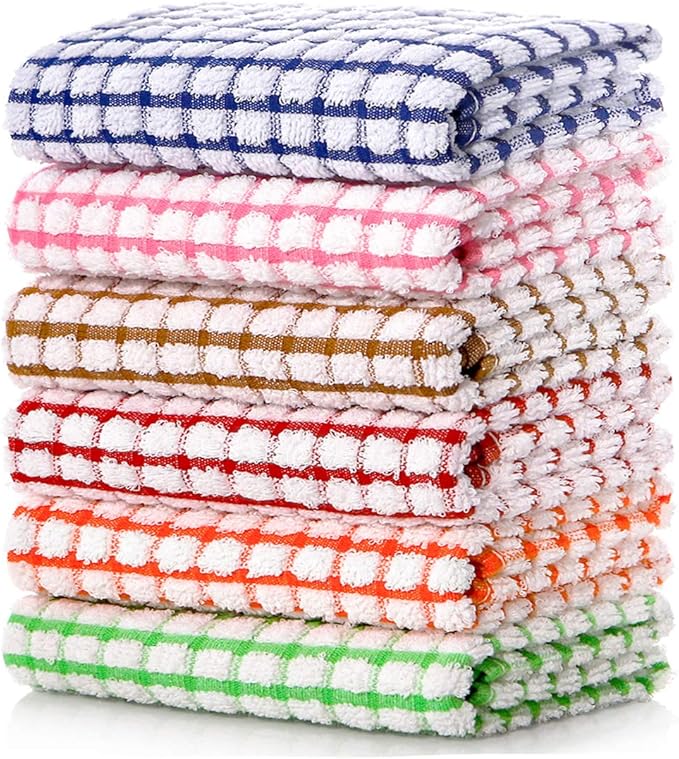 LAZI Kitchen Dish Towels, 16 Inch x 25 Inch Bulk Cotton Kitchen Towels