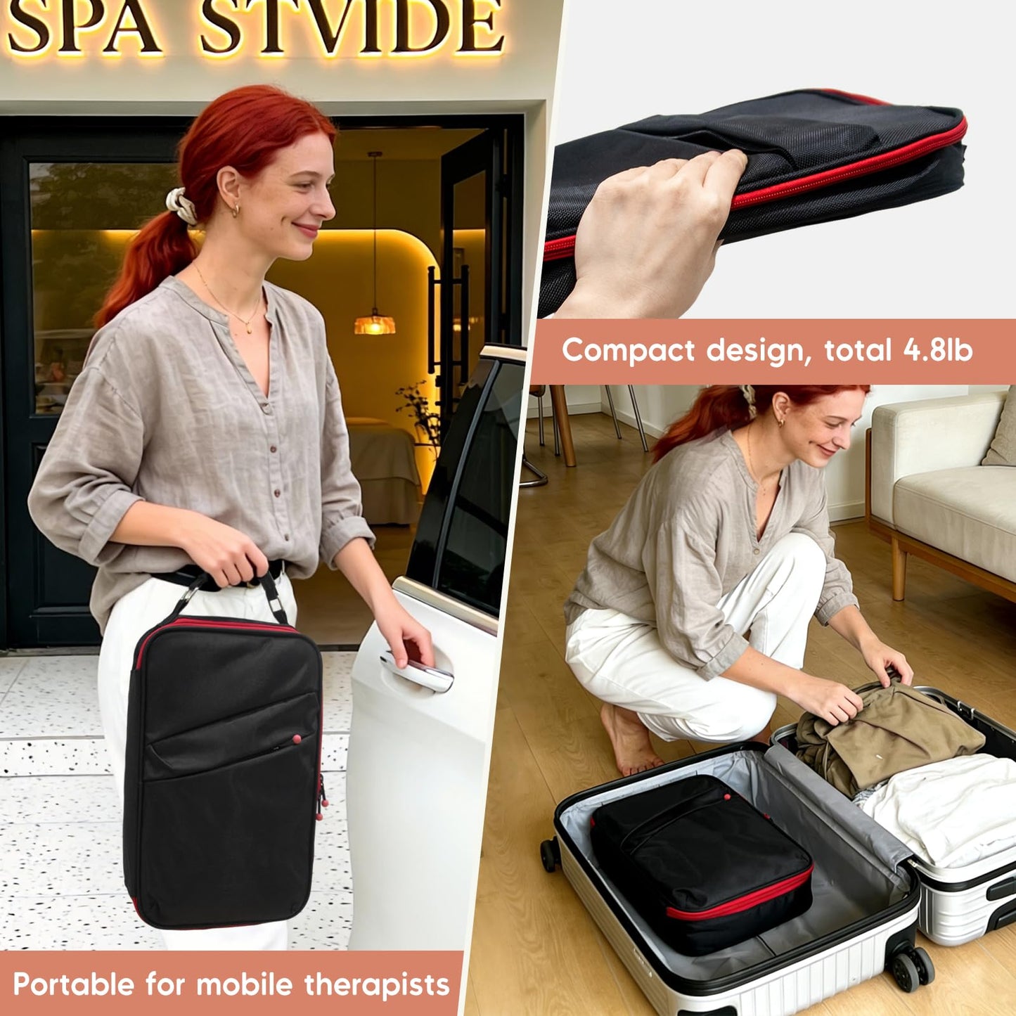 Goodtar Hot Bamboo Massage Warmer Bag w/ 12 PCS Warm Bamboo Sticks, Portable Professional Electric Heater for Stone, Digital Temperature Controller, Portable Heating Travel Bag (Black)
