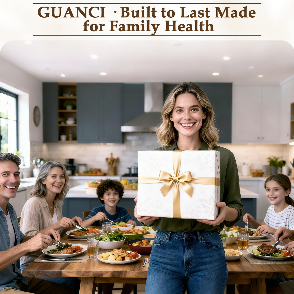 GUANCI Cutting Board for Kitchen, Non Toxic 2-in-1 Double Sided Design, 304 Food Grade Stainless Steel & Wheat Straw PP Chopping Board for Meat & Vegetables, Durable Kitchen Essential, Large 16”×11”