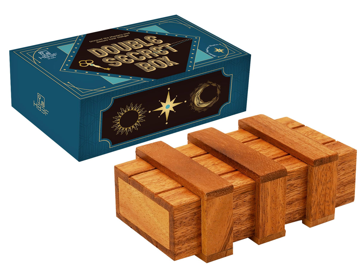 BSIRI Wooden Secret Money Puzzle Box Brain Teaser with Hidden Compartments Ideal Jewelry Stash 3D Lock Gift Card Wood Stash Holder for Cash Gifts Storage for Kids and Adults Double Magic Puzzles Boxes