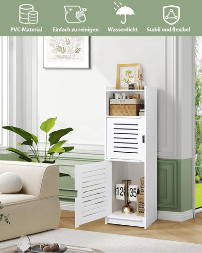 aimu Waterproof Bathroom Cabinets,Bathroom Storage Units with Open Storage Shelf,Free-standing Floor Cabinets,Corner Organizer Cupboard for Bedroom Kitchen Hallway,White.
