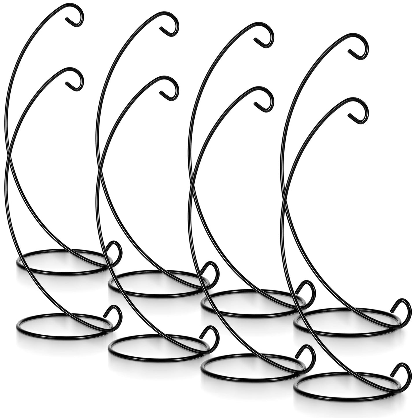 Xosjska 8 Pack 13in Black Ornaments Display Stands Glass Crystal Witch Ball Holder Glass Ball Ornament Holder Patio Planter Terrariums Iron Hanger for Large Art Craft, Display Terrarium Air Plant