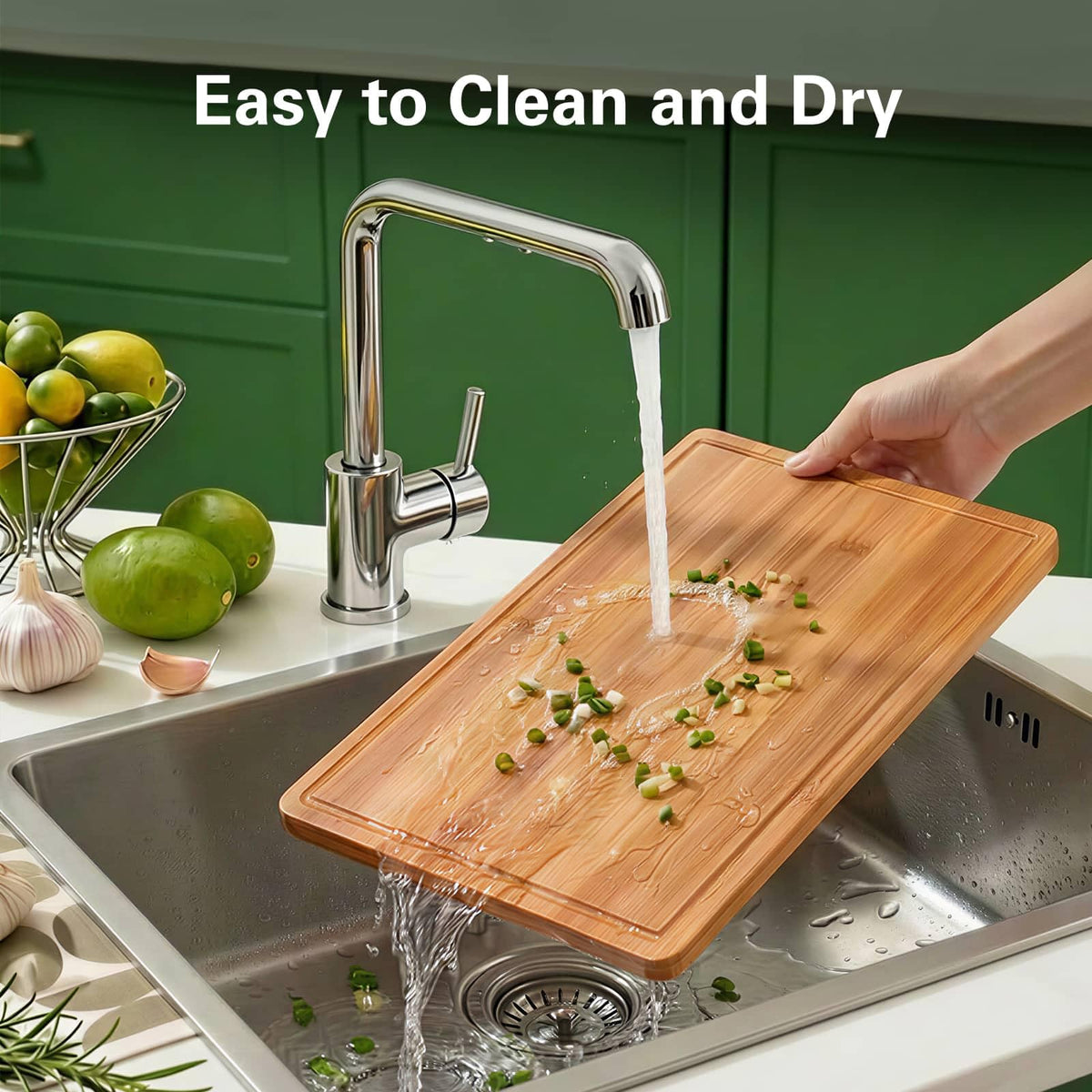Zarler Bamboo Cutting Boards for Kitchen, Wood Cutting Board with Juice Grooves and Handles, Wooden Chopping Board Set for Meal Prep, 500℉ Carbonized Bamboo, XL Size, Ideal Kitchen Gift