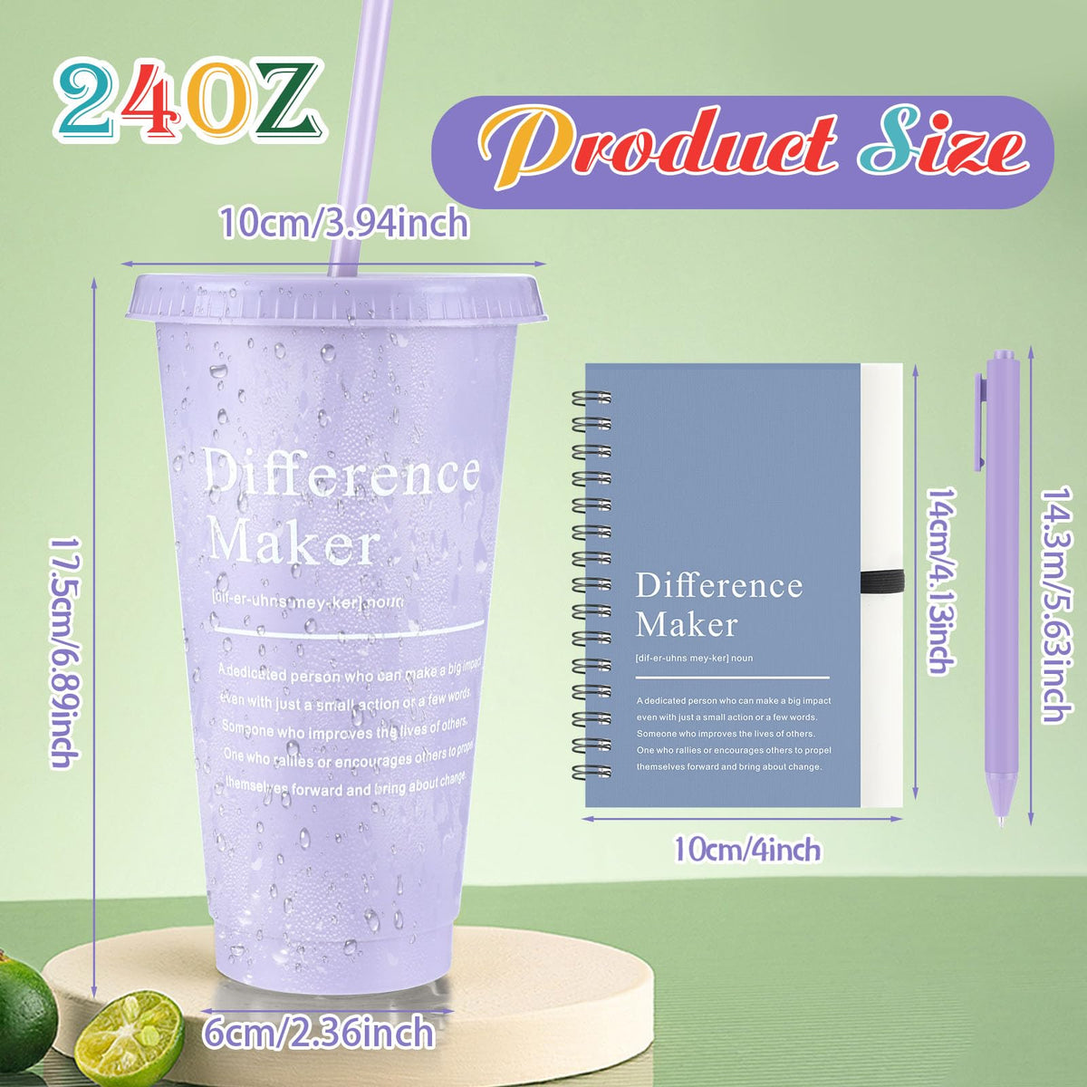 Marspark 20 Sets Difference Maker Gifts for Women Men, Employee Appreciation Gifts Bulk Inspirational Thank You Cup Motivational Notebooks with Pen for Team Teacher Coworker Office (Retro Color)